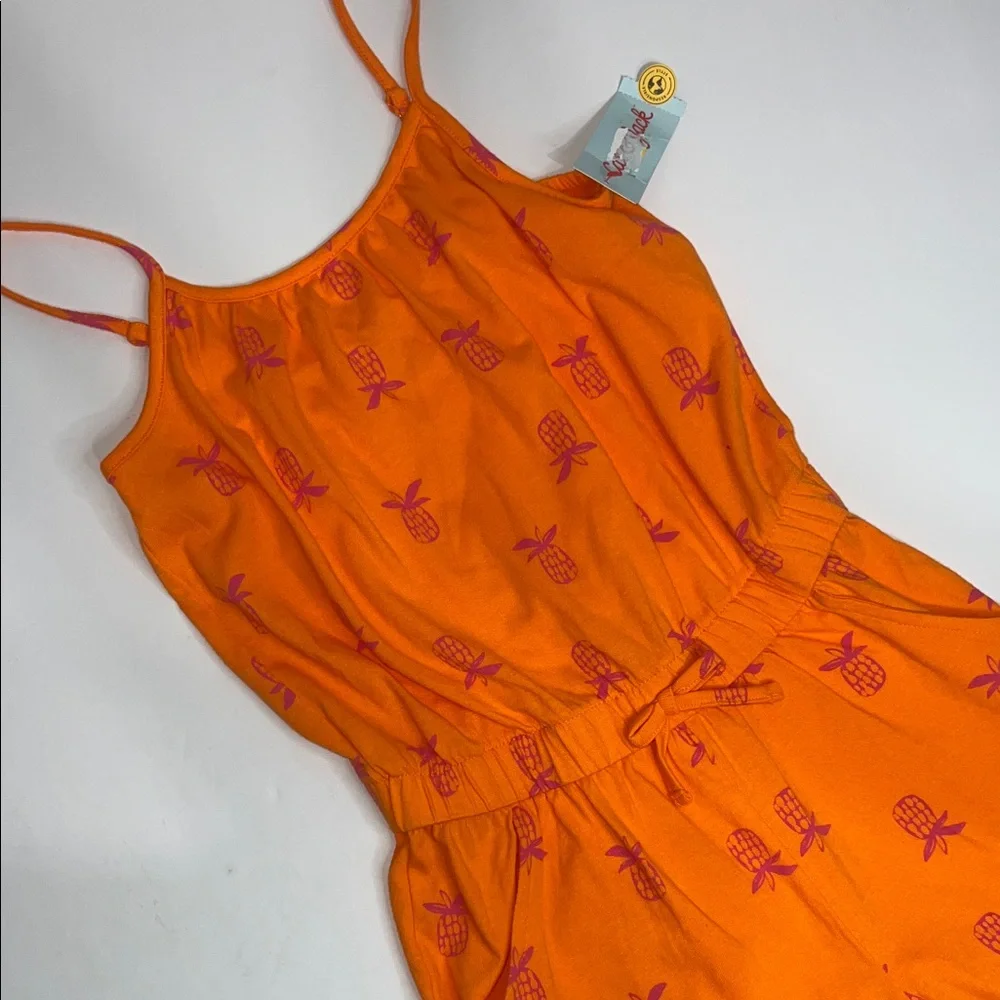 NWT Cat & Jack Orange Romper with Pink Pineapple Print size 14 - Picture 4 of 7